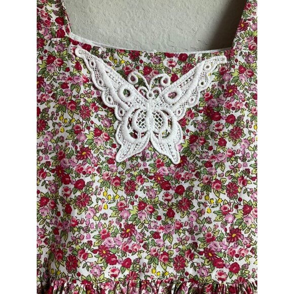 Laura Ashley Girl 6X Ditsy Floral Dress Embroidered Lace Butterfly Tulle Hem Lin - Picture 4 of 15